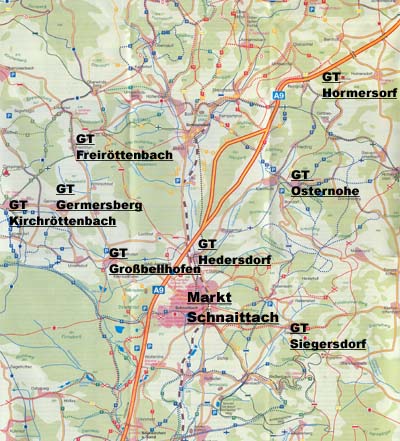 Straßenkarte von Markt Schnaittach und Umgebung